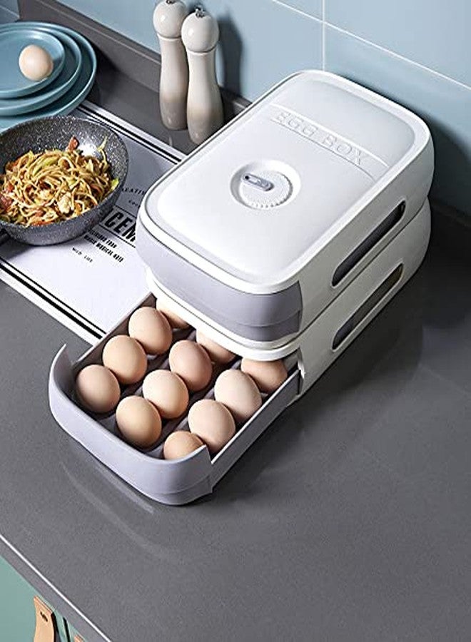Evona Refrigerator Egg Container - Multi-Layer Household Drawer Type Box for Kitchen Fridge - Colorful Fresh Saving Container (White) - Image 2